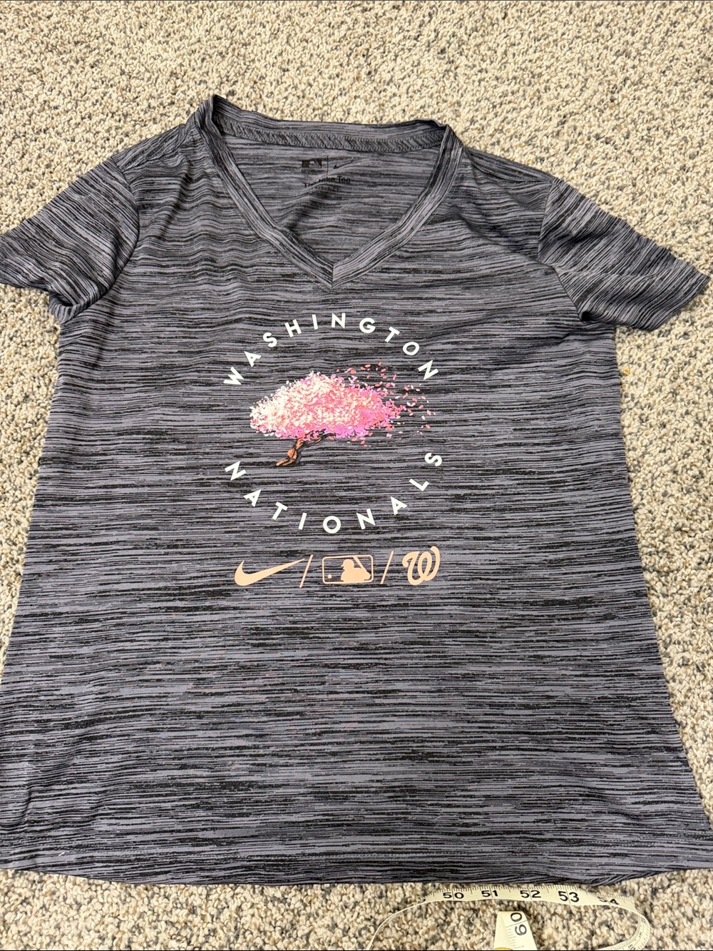 Nike Women's Gray V-Neck Washington Nationals Cherry Blossom Tee